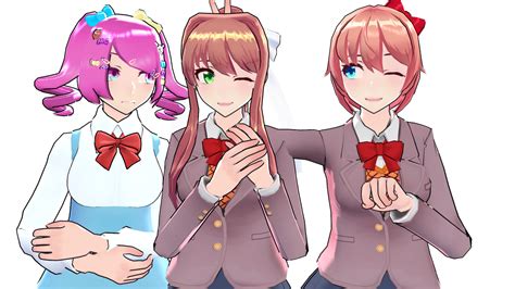 Sayori And Monika Close Dl By Mmdpartyda On Deviantart