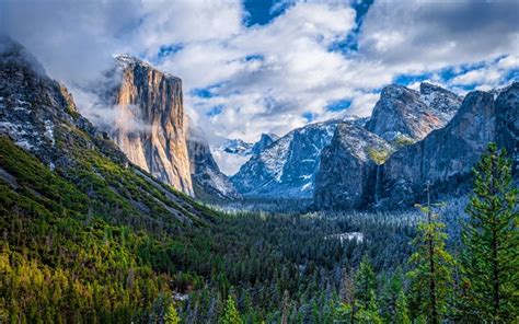 Download Wallpapers 4k Yosemite Valley Winter Mountain Landscape