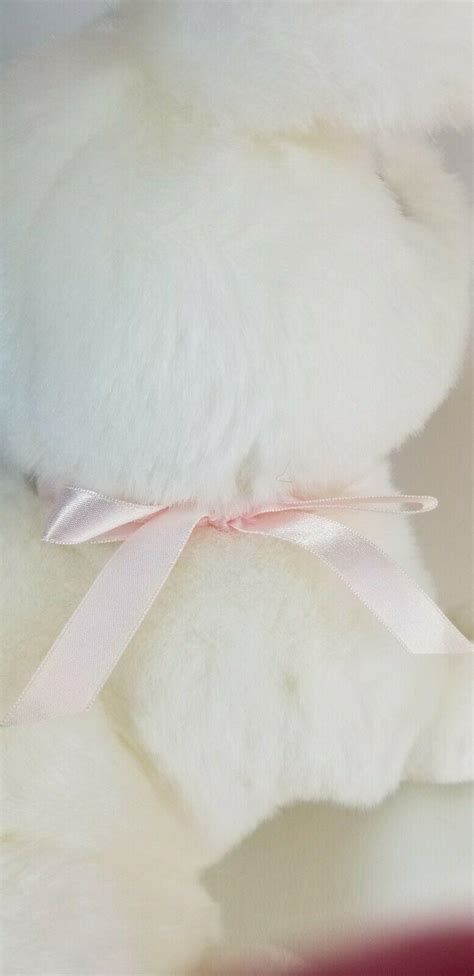 Commonwealth 1992 White Bunny Rabbit Plush Pink Bow Soft Easter Spring