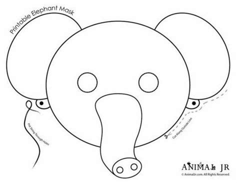 Animal Masks Coloring Page Printable Animal Masks Elephant Crafts