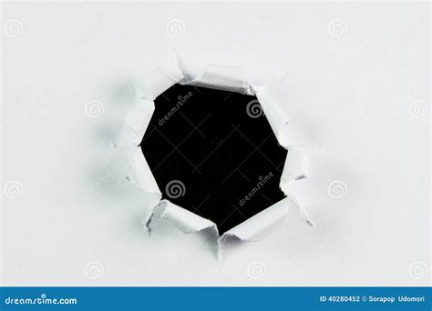 Breakthrough Torn Big Black Hole In White Paper Stock Photo Image Of