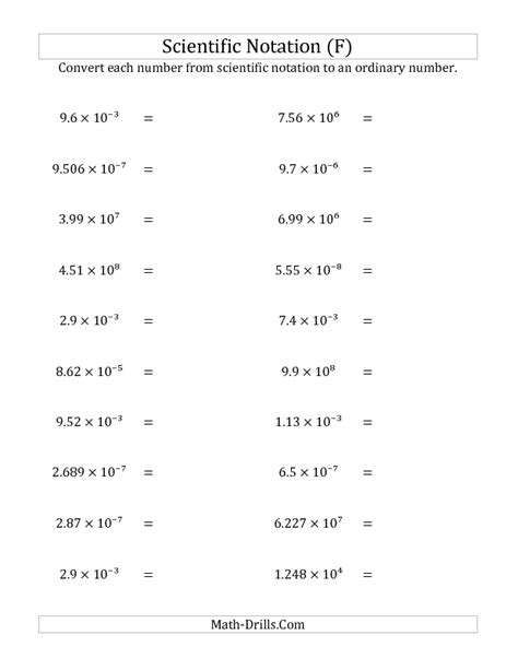Multiplying Numbers In Scientific Notation 8th Grade Worksheets