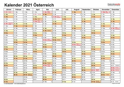 Das aktuelle kalenderblatt für den 20. Kalender 2021 Österreich zum Ausdrucken als PDF