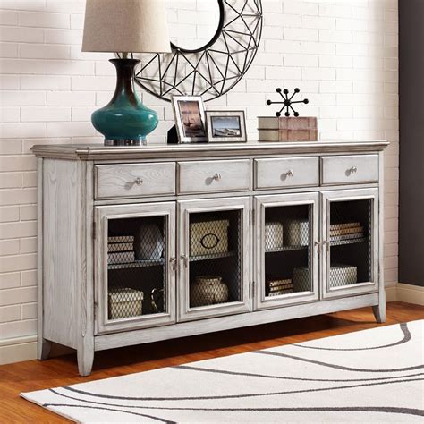 Right2home Farmhouse 4 Door Credenza Buffet Cabinet Dining Furniture