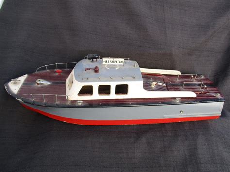 Vintage 1950s Japan Ito Model Battery Op Toy Wooden Boat W Tmi Motor 21