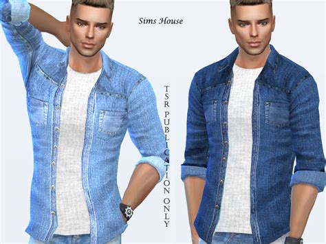Mens Denim Shirt With A T Shirt Found In Tsr Category Sims 4 Male