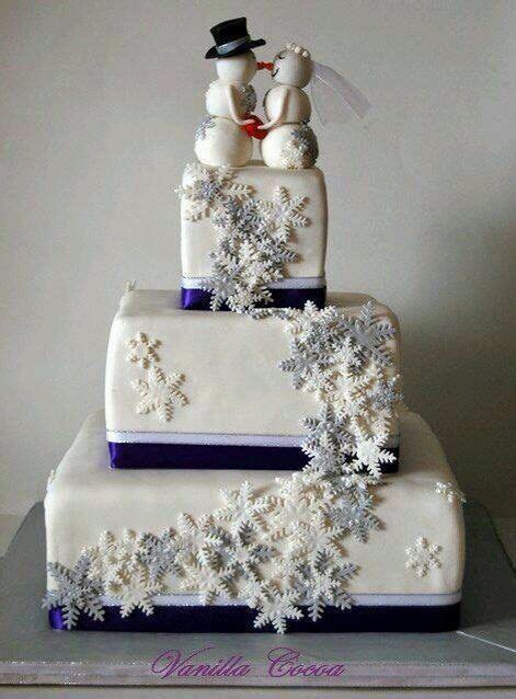 Snowman Loverslight Blue And White Snowflakes Christmas Wedding Cake