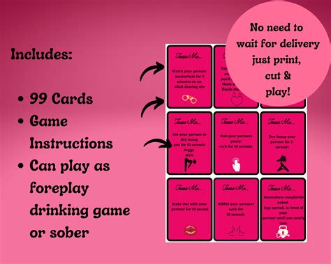 kinky couples drinking foreplay game tease me adult sex game 99 cards and instructions included