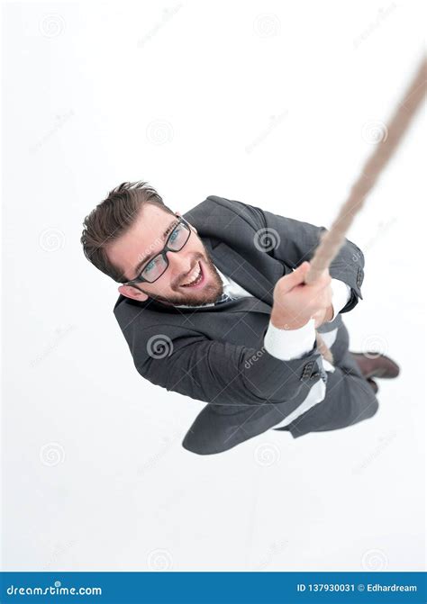 Successful Businessman Climbing The Rope Stock Image Image Of Male