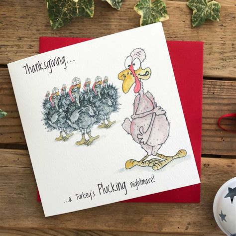 Funny Thanksgiving Card A Turkeys Plucking Etsy