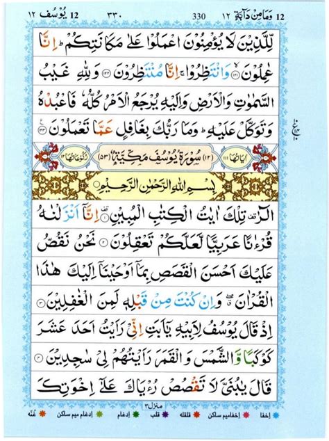 Quran With Tajwid Surah 12 ﴾القرآن سورۃ يوسف﴿ Yusuf 🙪 Pdf
