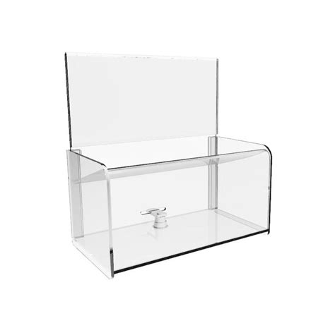 Clear Acrylic Plexiglass Donation Box With Easy Drop Funnel 12178