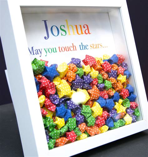 Personalized Name Frame Of Paper Lucky Stars In Shadowbox Etsy