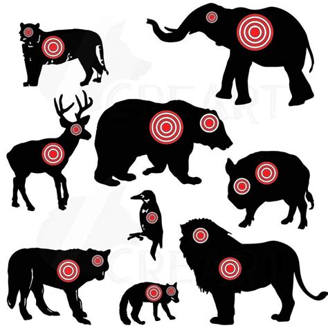 Animals Silhouette Shooting Target Clipart Pack With 10 Etsy