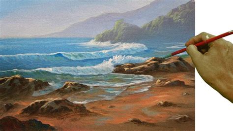 5 Easy Steps For Beach Landscape Acrylic Painting Tropic Drawing
