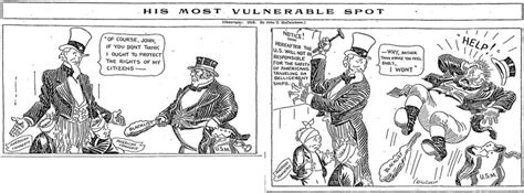July 25 1916 Editorial Cartoon His Most Vulnerable Spot Chicago
