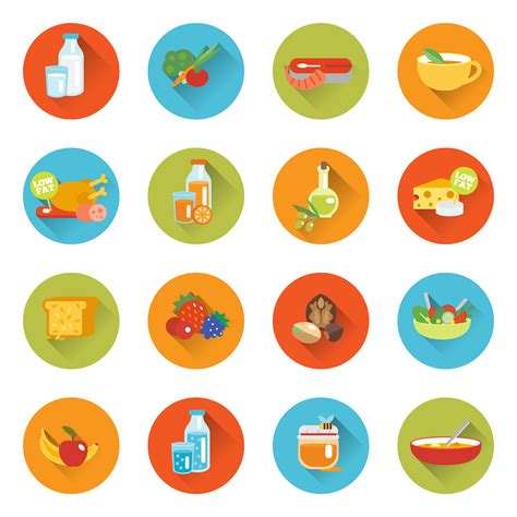 Healthy Eating Flat Icons 444946 Vector Art At Vecteezy