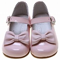Girls Pink Mary Jane Shoes Scallop Bow Patent | Cachet Kids