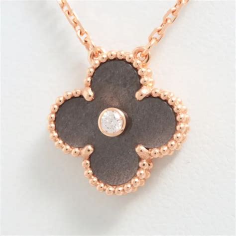 Van Cleef Arpels Vintage Alhambra P Obsidian Diamond Necklace Pg