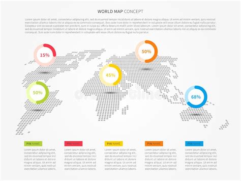 Simbolo Infographic Del Mapa Del Mundo Del Vector Indicadores Del Mapa