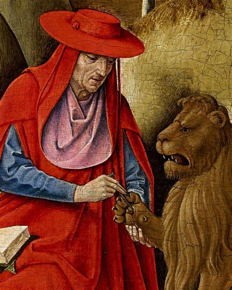 A Painting Of A Man With A Lion In Front Of Him And Another Person