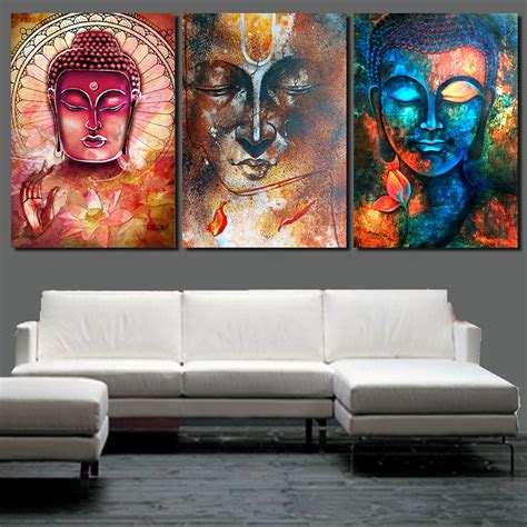 Hd Printed Abstract Buddha Wall Art 3 Piece Canvas Living Room