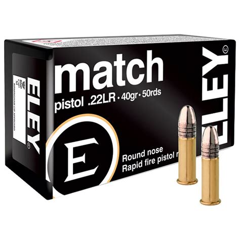 eley match pistol 22 lr 40 gr round nose rimfire ammunition