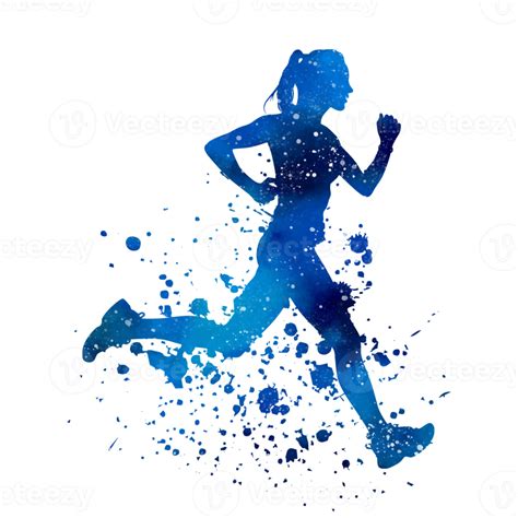silhouette girl running png female runner sublimation design silhouette watercolor marathon