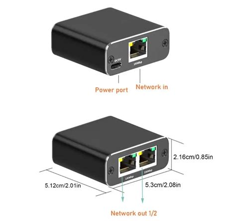 Factory Price Ethernet Splitter 1 To 2 High Speed 1000mbps Rj45