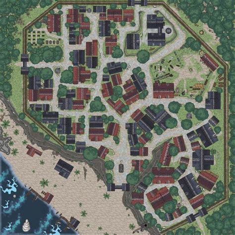 Village Next To A Body Of Water X Ppi Dndmaps Fantasy City Map Fantasy World