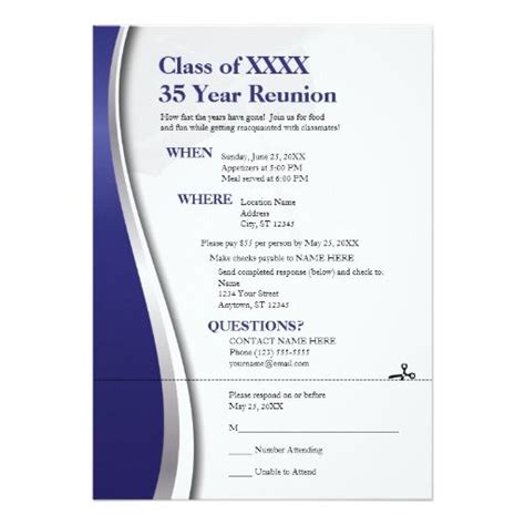 Customizable 35 Year Class Reunion Invitation Class