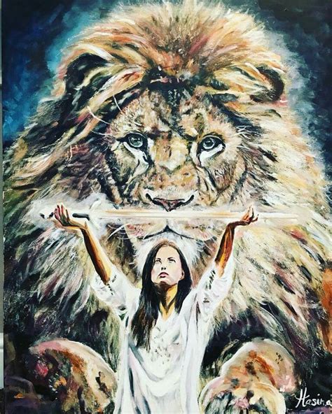 Lion Of Judah And Woman With Sword Prophetic Art Painting Prophetic