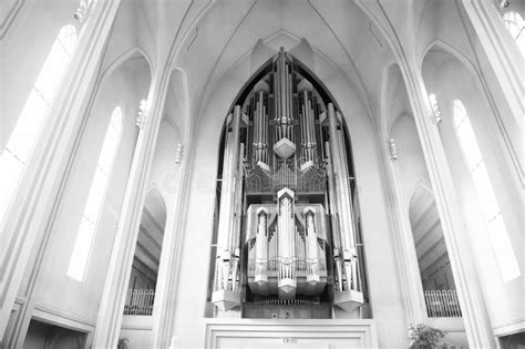 Church Organ Flue Pipes Pipe Organ In Cathedral Interior Music And