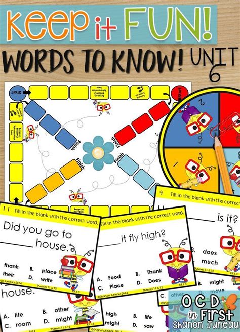 High Frequency Word Game Unit 6 High Frequency Word Games