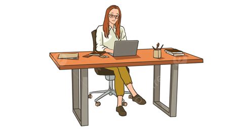 Gambar Wanita Yang Bekerja Dari Rumah Di Atas Meja Dengan Laptop Senang
