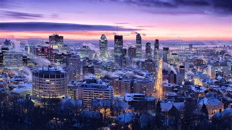 Фотографии Города Канада Квебек Montreal Зима Небо 1920x1080