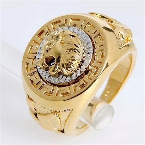 Details About Vintage Lion Head Silver Yellow Gold Plated Biker Rings