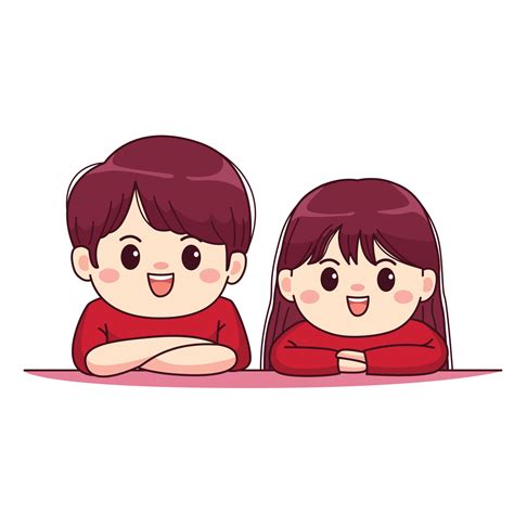 Valentines Day Cute Couple Kawaii Chibi Character Design 4910440 Vector