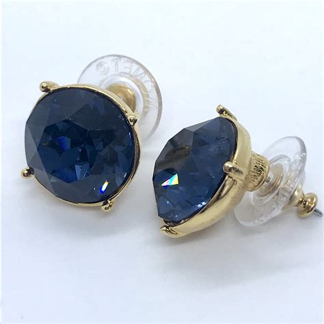 Large Blue Crystal Stud Earrings Monet Earrings Classic Blue Etsy