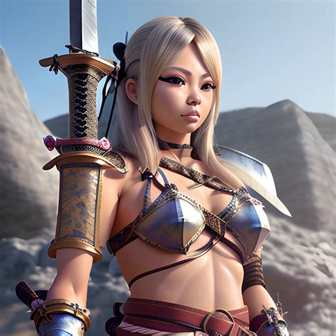 photo of beautiful bikini armor gyaru beautiful female warrior arthub ai