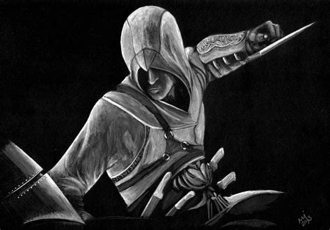 Altair Assassins Creed White Gouache Art Drawings