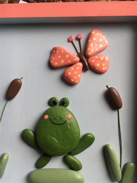 Frog Wall Art Framed Frog Decor Painted Stone Art Wall Etsy In 2023