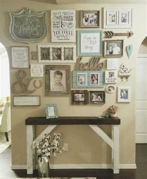 Wall Gallery entry Farmhouse style entry table. Shabby chic distressed ...