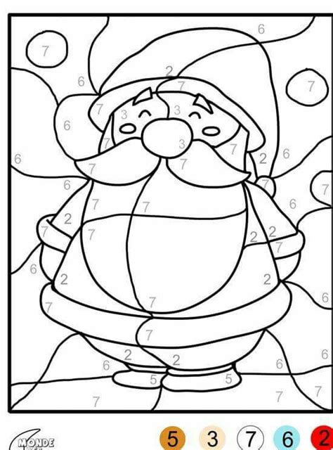 Santa Claus Color By Number Activity Sheet Christmas Coloring Pages