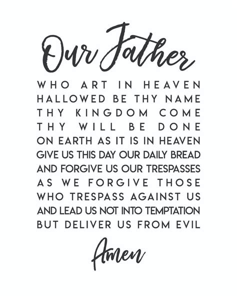 Our Father Prayer Instant Download Printable Wall Art Christian