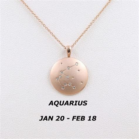 Aquarius Zodiac Sign Necklace Solid 14k Gold Necklace Etsy Zodiac