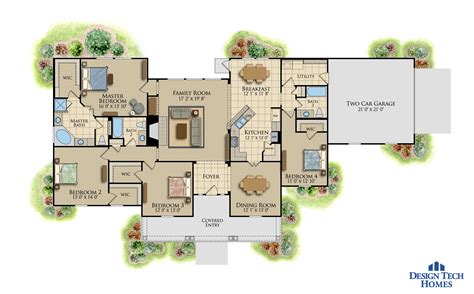 2289 Sq Ft House Plan 4 Bed 3 Bath 1 Story The Saddlebrook