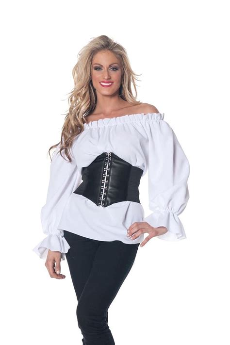 Sc88523 Renaissance Pirate Chemise Shirt Medieval Peasant Wench Blouse Peasant Top