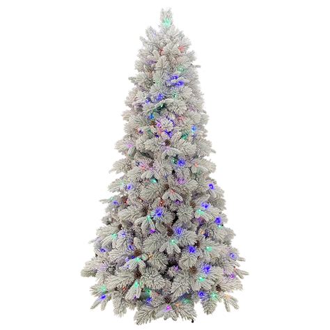 Holiday Time Flocked Prelit Bellmont Christmas Tree With Color Changing