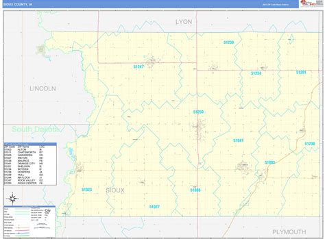 Sioux County Ia Zip Code Wall Map Basic Style By Marketmaps